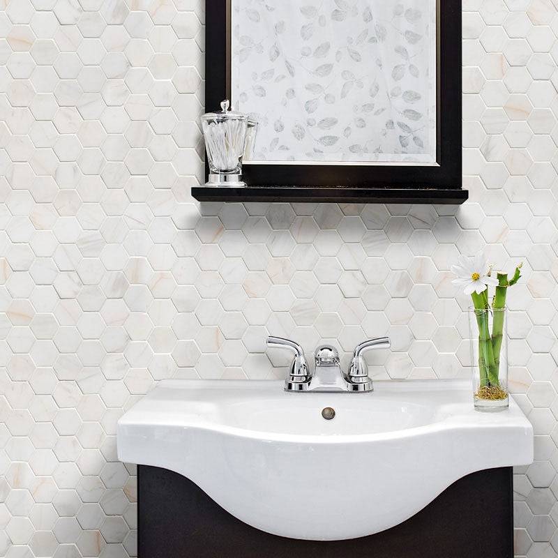 Calacatta Pink Polished Hexagon Marble Mosaic Tiles - Emperor Marble