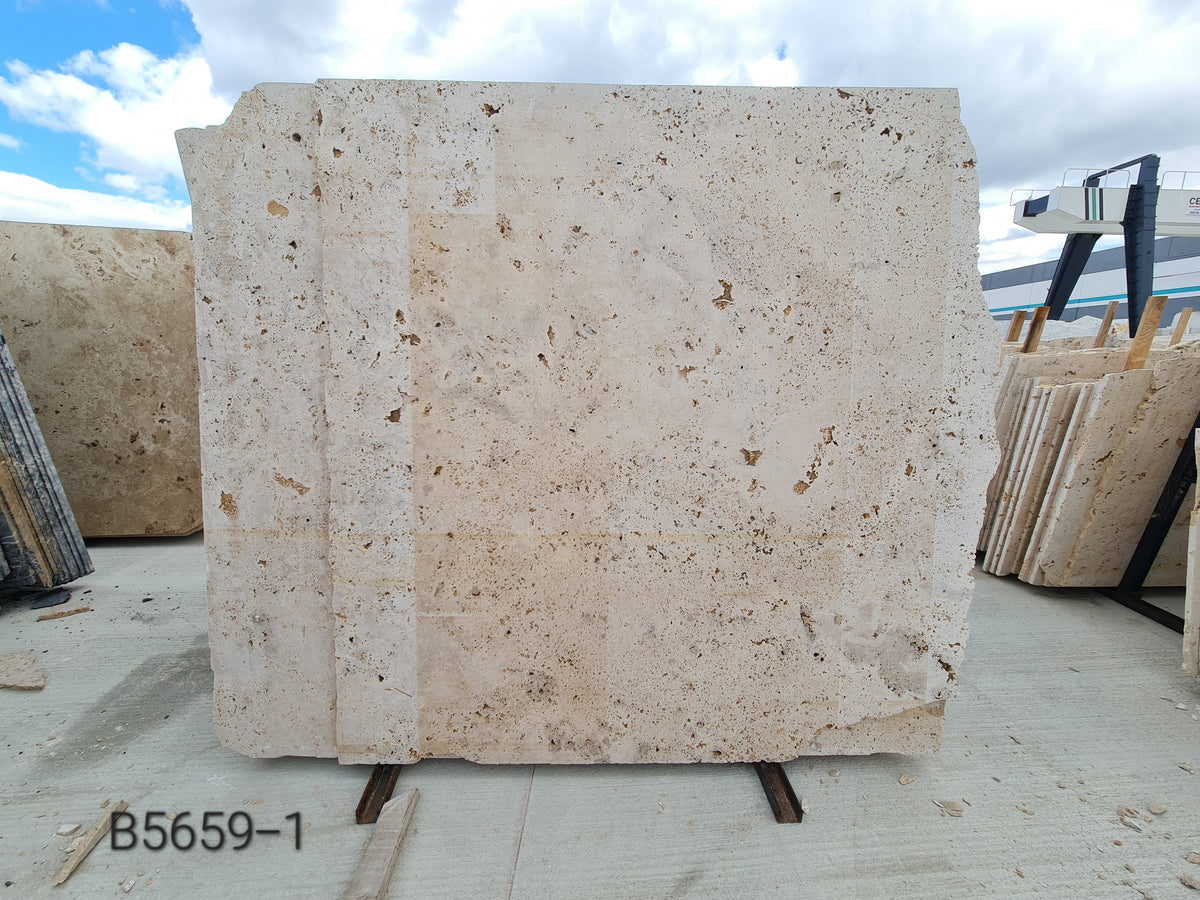 Light Travertine Unfilled Raw travertine slab