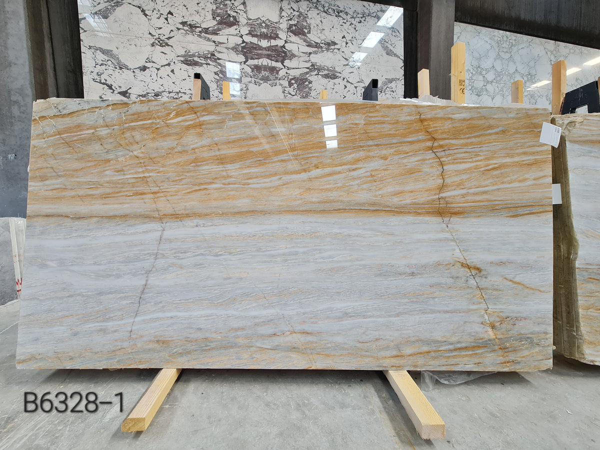 Giallo Zebrino marble slab