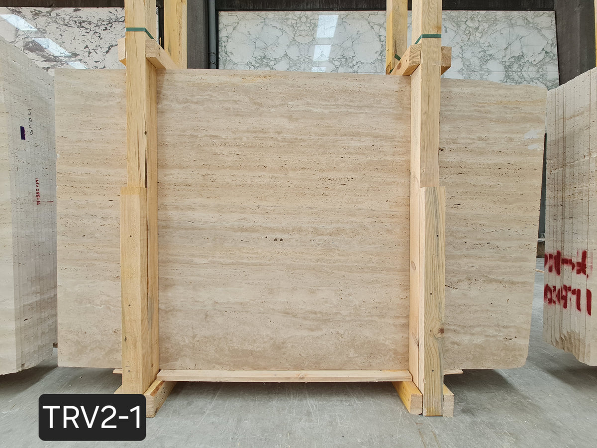 Veincut Travertine Unfilled travertine slab