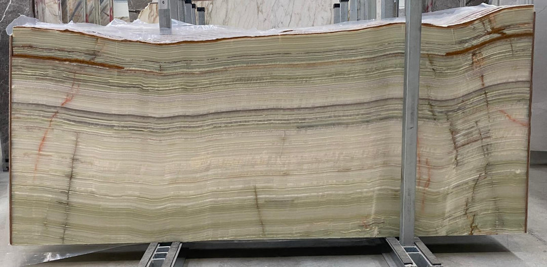 Light Green Onyx Vein Cut Slabs