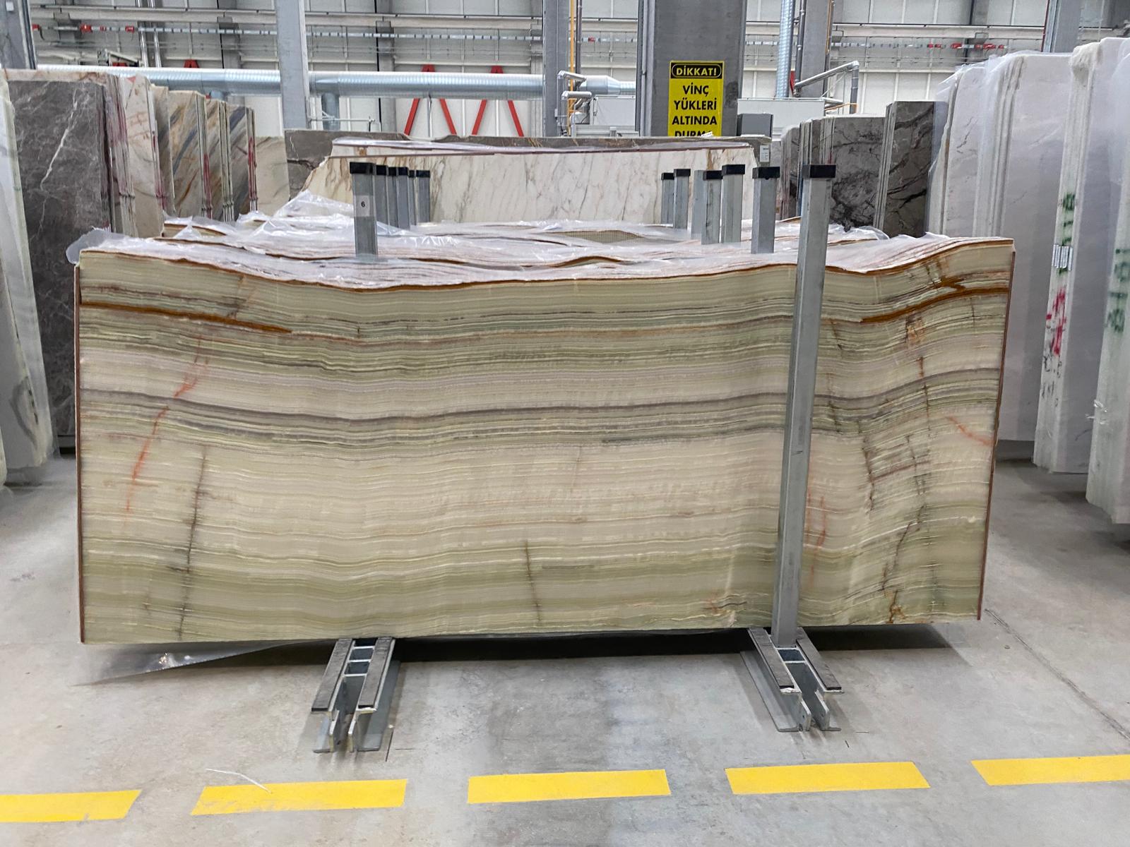 Light Green Onyx Vein Cut Slabs