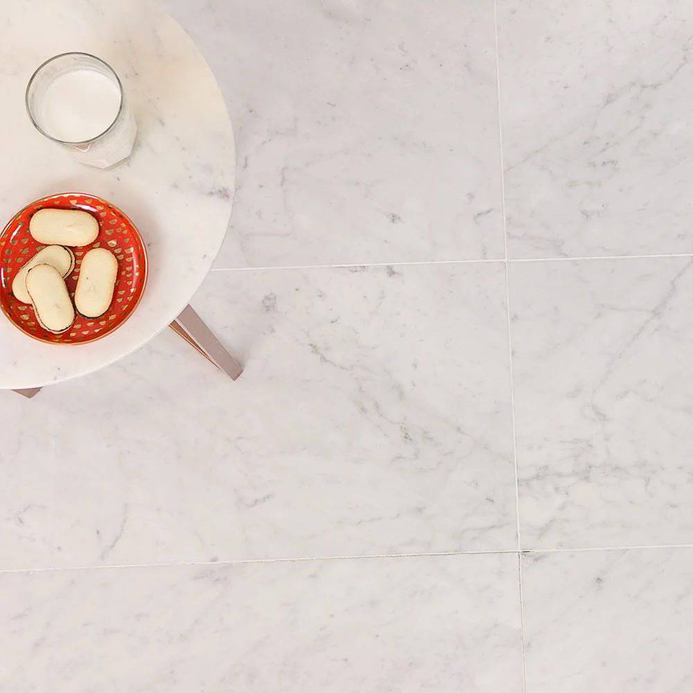 Bianco Carrara T Honed Marble Tile 305x610x10mm - Emperor Marble