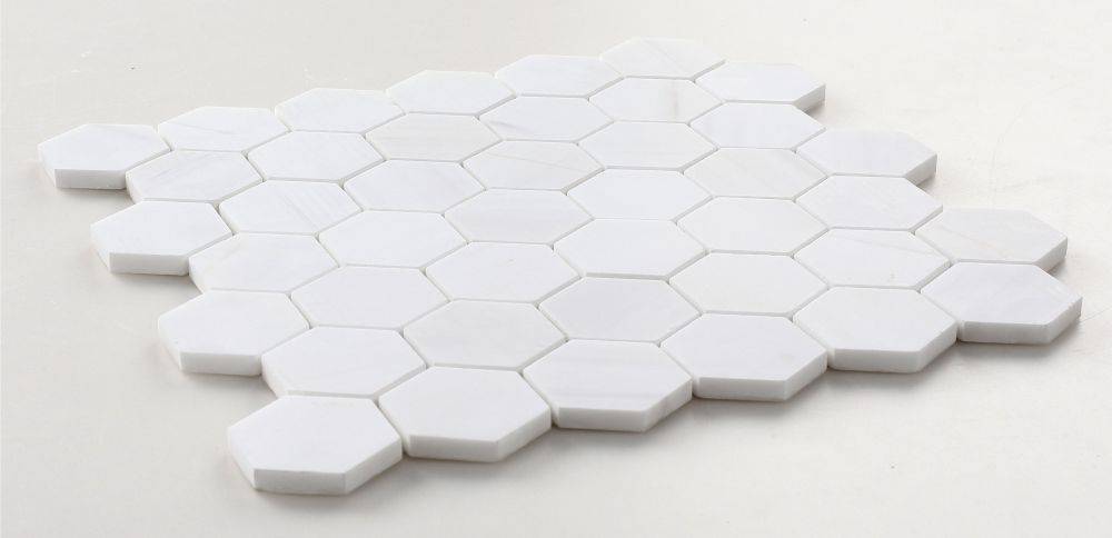 Bianco Dolomite Honed Marble Hexagon Mosaic Tile 48x48x10mm - Emperor Marble