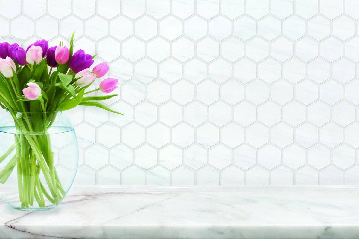 Bianco Dolomite Honed Marble Hexagon Mosaic Tile 48x48x10mm - Emperor Marble