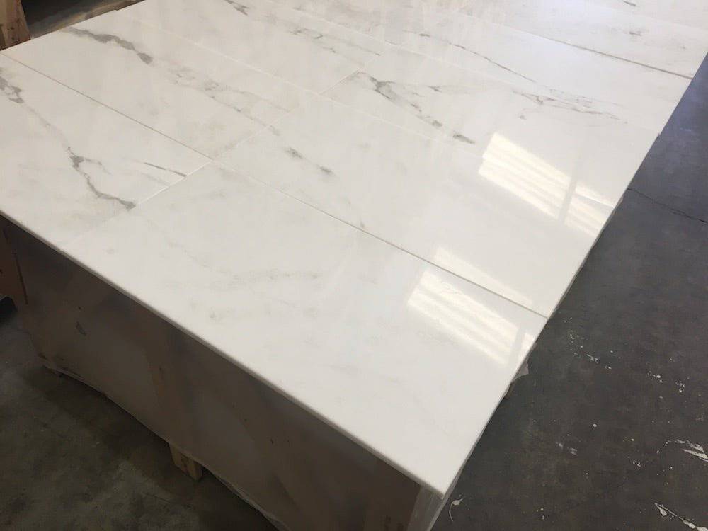 Bianco Mumbai Polished Marble Tiles 305x610mm - Emperor Marble