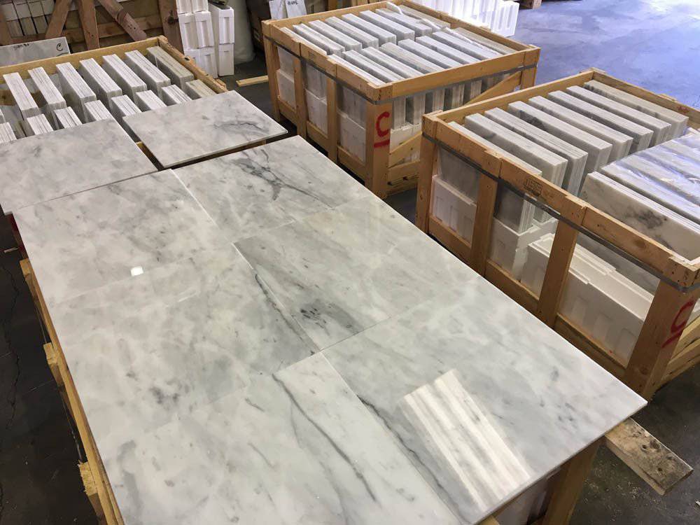 Bianco Statuario Polished Marble Tiles 457x457mm - Emperor Marble