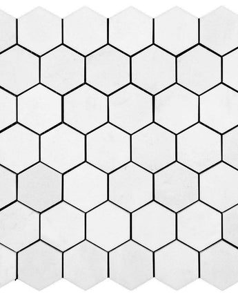 Bianco Thassos Honed Hexagon Marble Mosaic Tiles - Emperor Marble