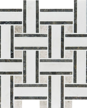 Bianco Thassos Polished Lattice Marble Mosaic Tiles - Emperor Marble