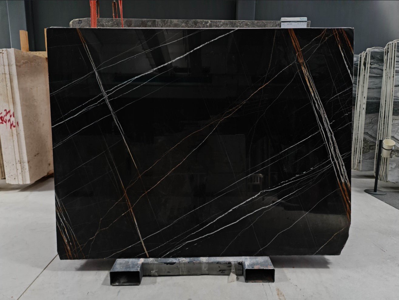 Black Azize Polished Marble Slabs - Emperor Marble