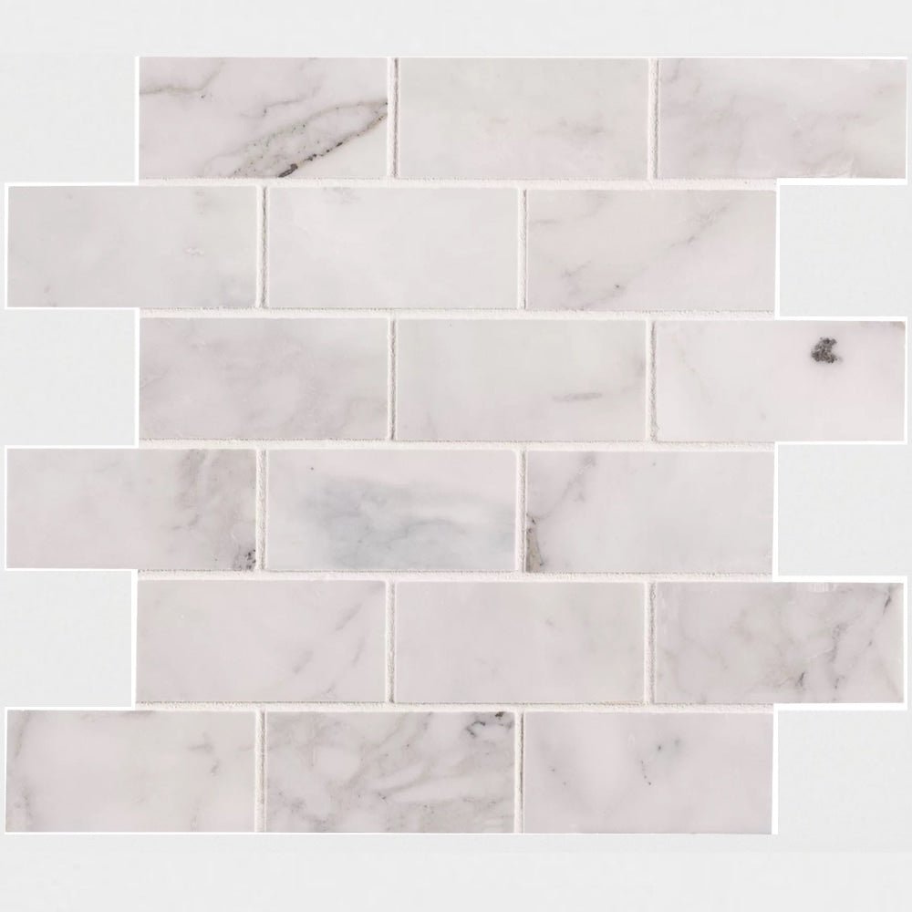 Calacatta Cressa Subway Marble Mosaic Metro Tiles 50x100x10mm - Emperor Marble