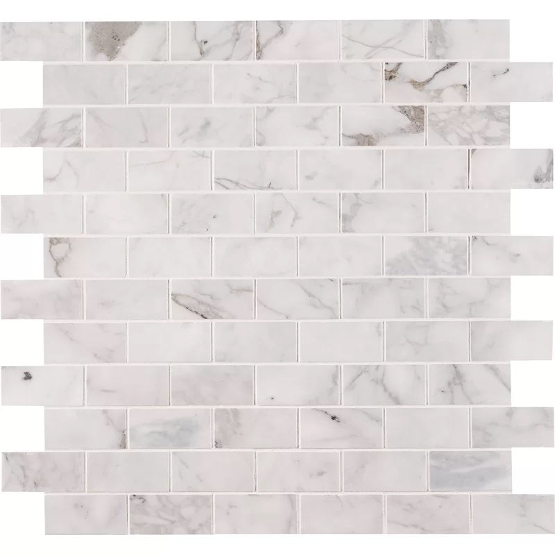 Calacatta Cressa Subway Marble Mosaic Metro Tiles 50x100x10mm - Emperor Marble