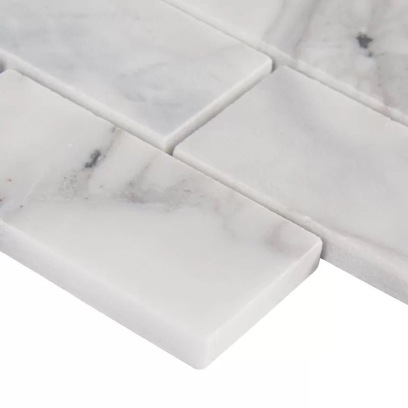 Calacatta Cressa Subway Marble Mosaic Metro Tiles 50x100x10mm - Emperor Marble