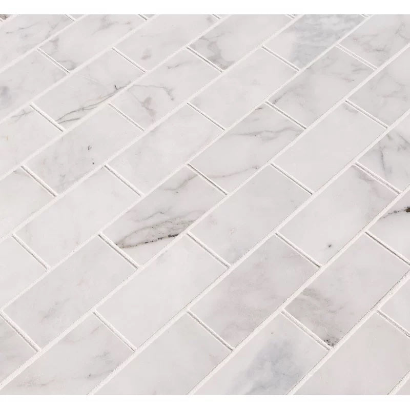 Calacatta Cressa Subway Marble Mosaic Metro Tiles 50x100x10mm - Emperor Marble