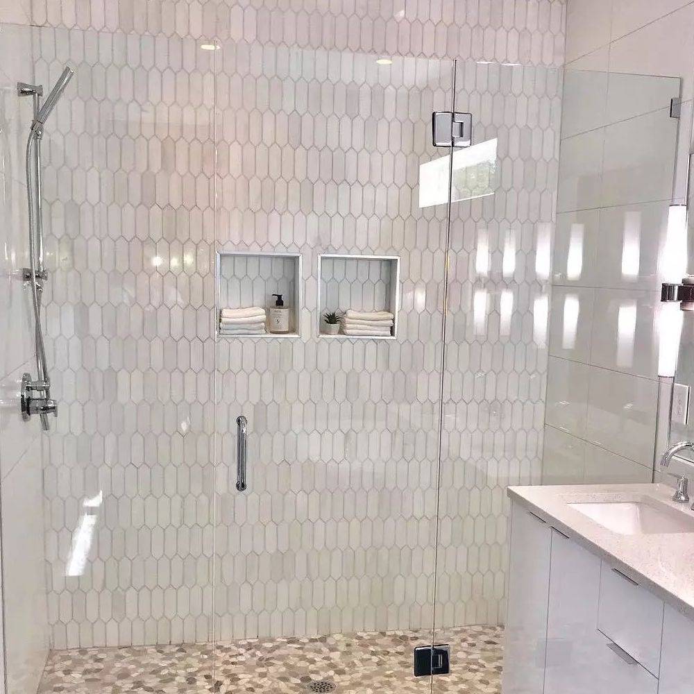 Calacatta Marble Mosaic Picket Tile, Bathroom, Kitchen Decor - Emperor Marble