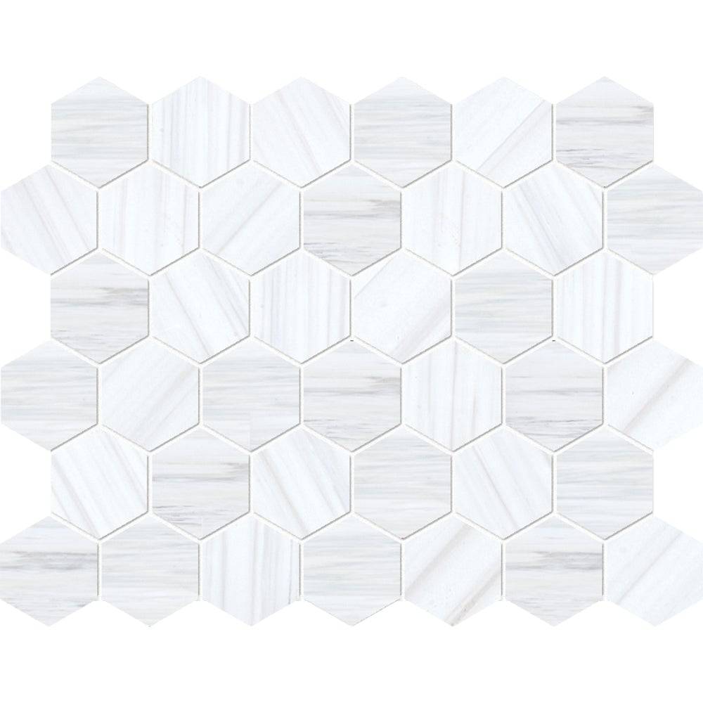 Calacatta Polished Hexagon Marble Mosaic Tile 50x50 - Emperor Marble