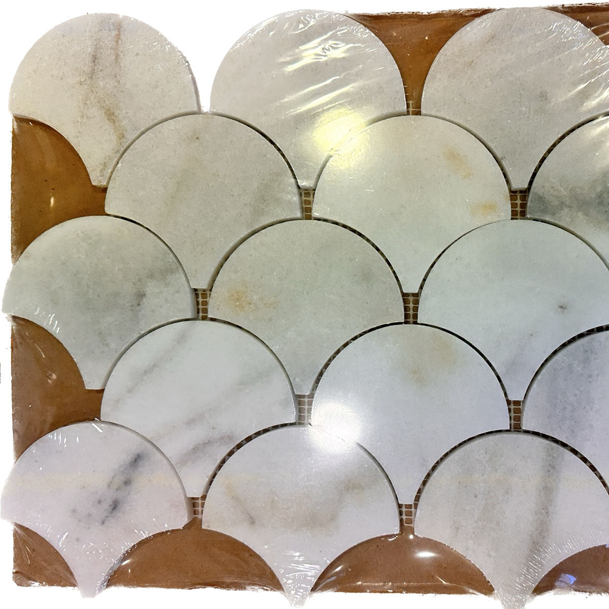 Calacatta Scallop Polished Marble Mosaic Tiles - Emperor Marble