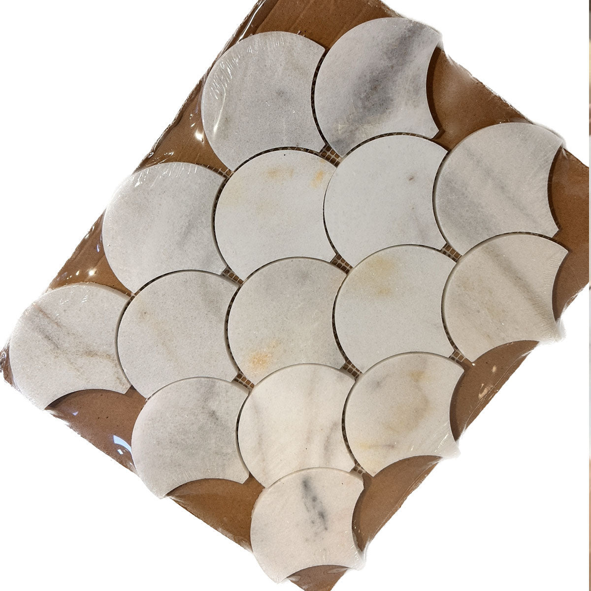 Calacatta Scallop Polished Marble Mosaic Tiles - Emperor Marble