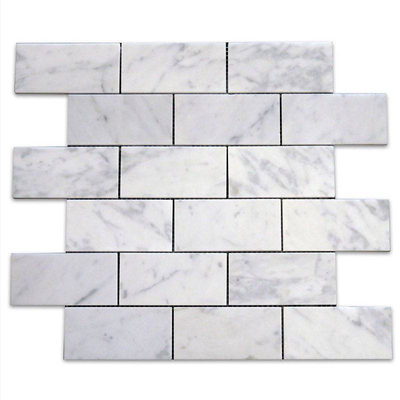 Calacatta Subway Polished Marble Floor Wall Mosaic Tiles 50x10x10mm - Emperor Marble