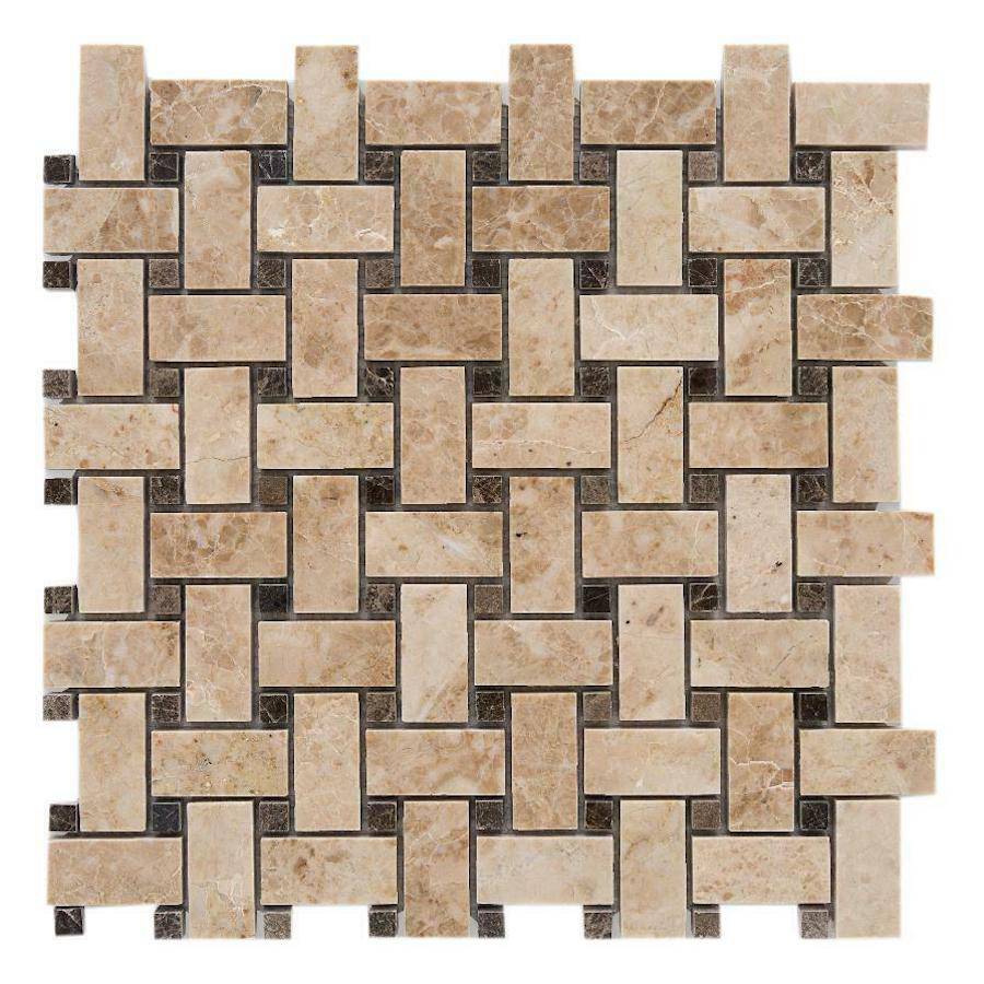Cappuccino Polished Basketweave Marble Mosaic - Emperor Marble