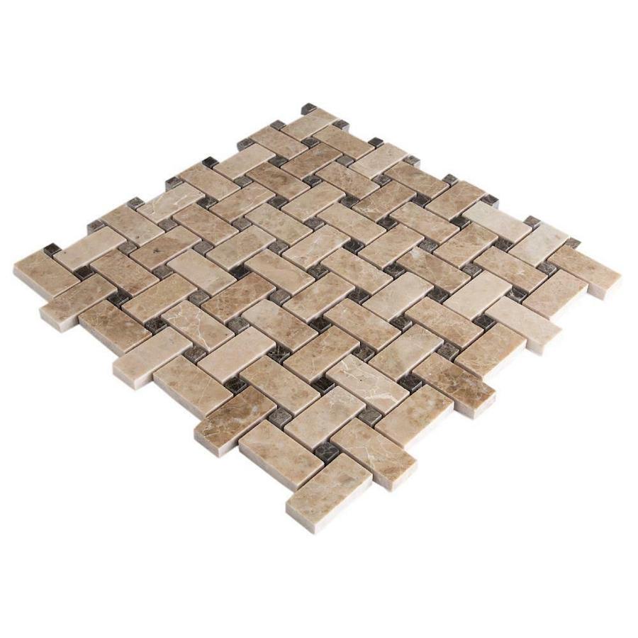 Cappuccino Polished Basketweave Marble Mosaic - Emperor Marble