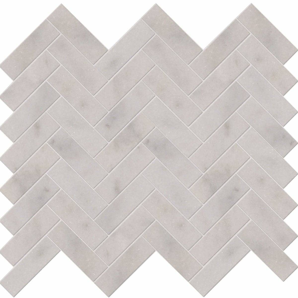 Carrara Marble Polished Herringbone Mosaic Tiles 25x75mm - Emperor Marble