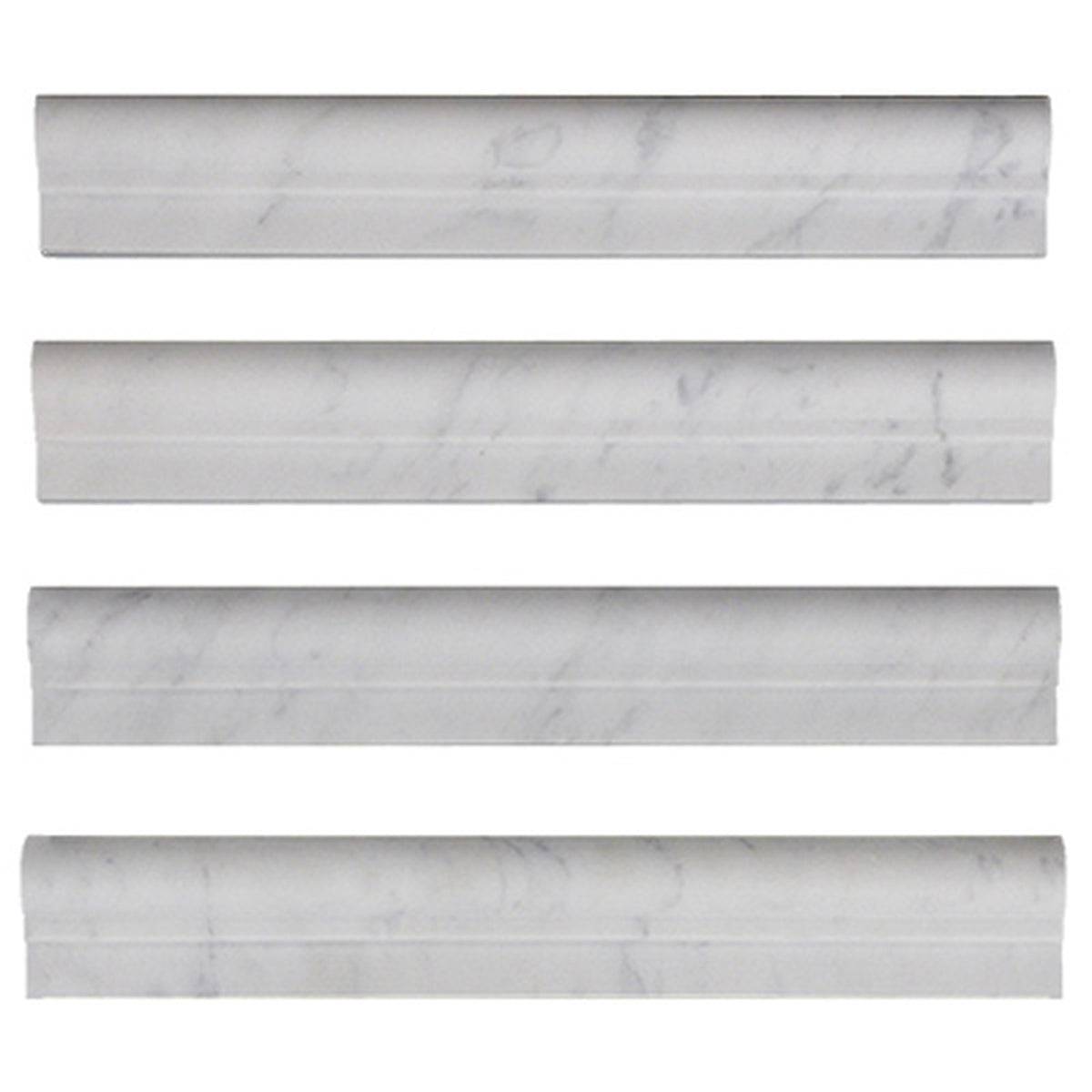 Carrara Ogee Rail Molding Honed Marble 48x305x22mm - Emperor Marble