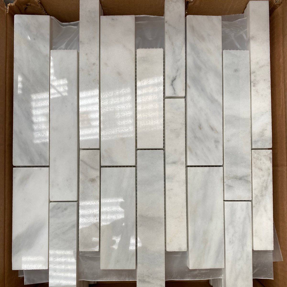 Carrara White Polished Random Marble Tiles - Emperor Marble