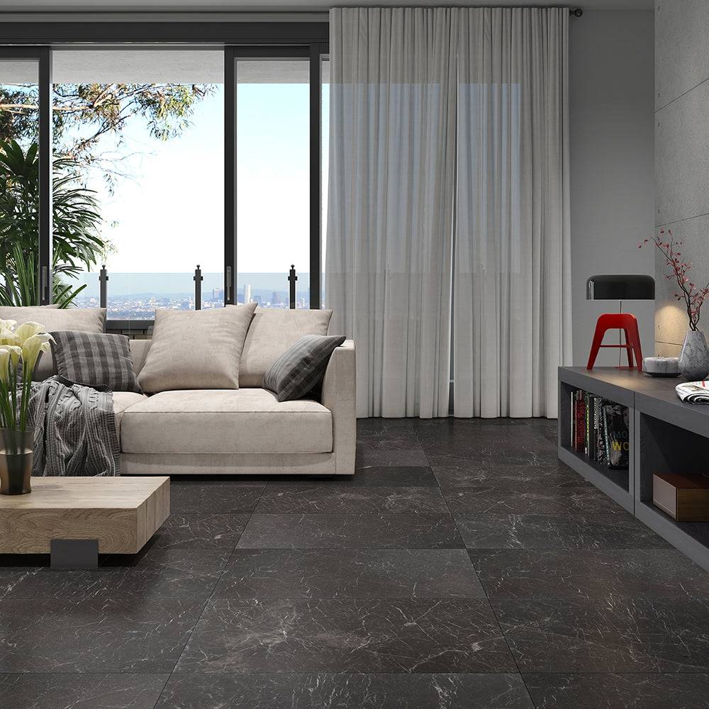 Elegant Black Polished Marble Tiles Floor Wall 750x750x20mm - Emperor Marble
