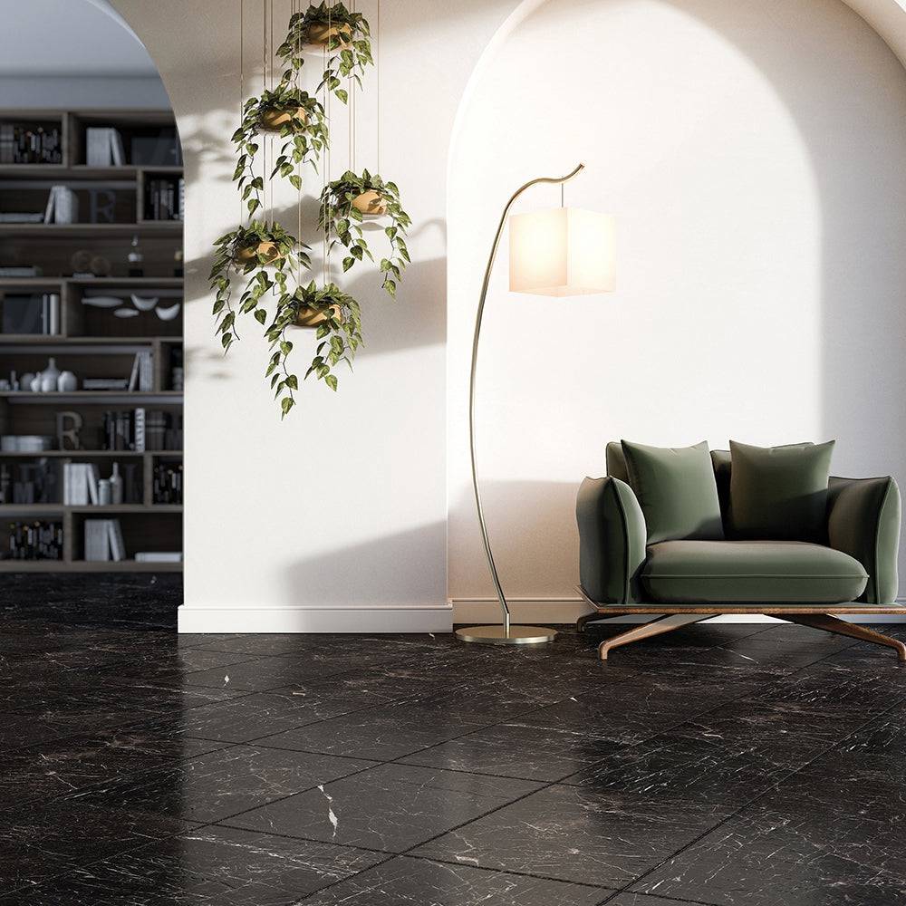 Elegant Black Polished Marble Tiles Floor Wall 750x750x20mm - Emperor Marble