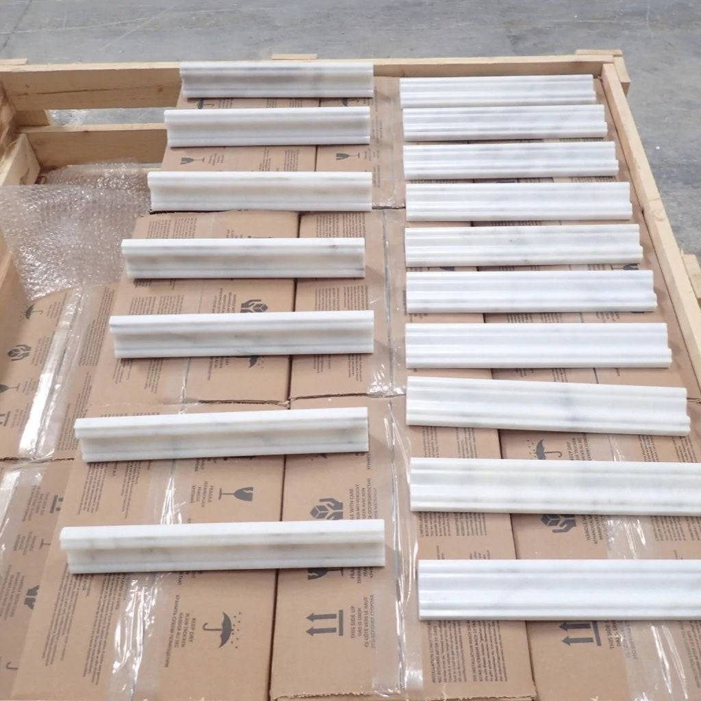 Marble Dado Carrara Marble Polished Moulding 47x305x26mm - Emperor Marble