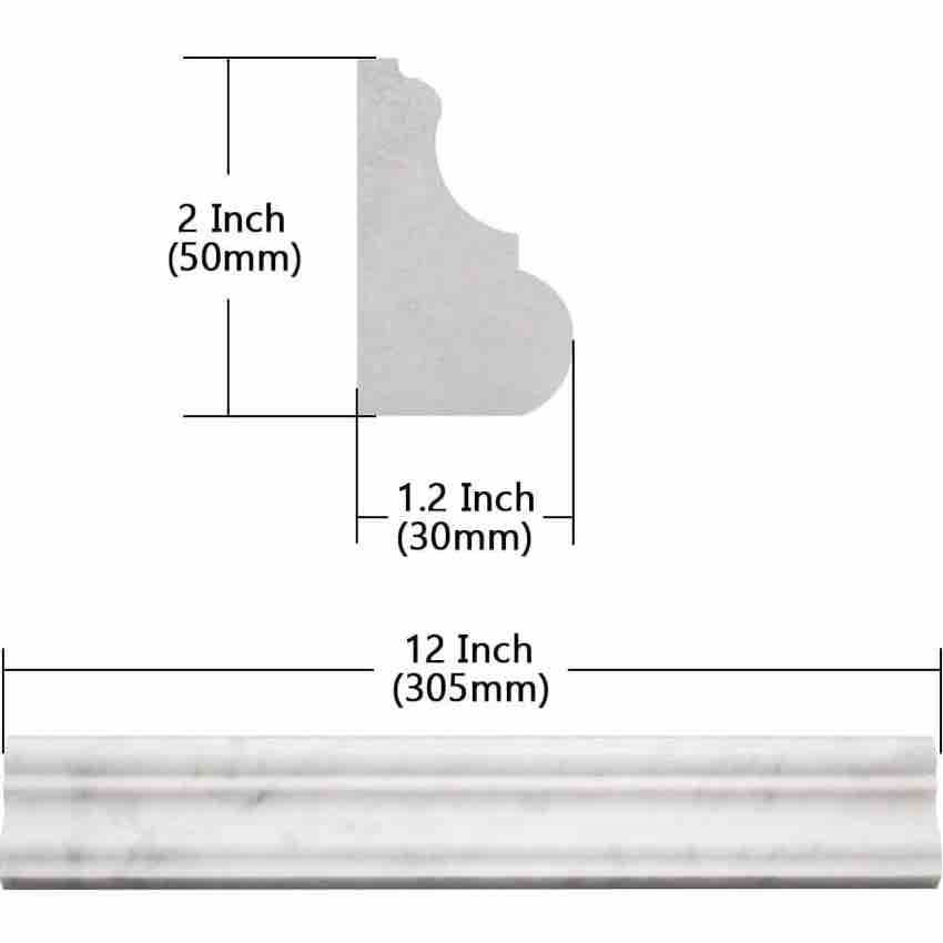 Marble Dado Carrara Marble Polished Moulding 47x305x26mm - Emperor Marble