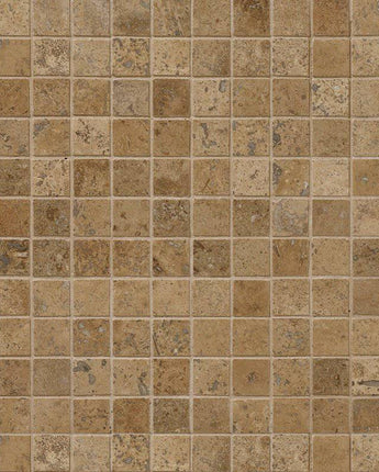 Noce Honed Filled Travertine Mosaic Tiles 25x25x10mm - Emperor Marble