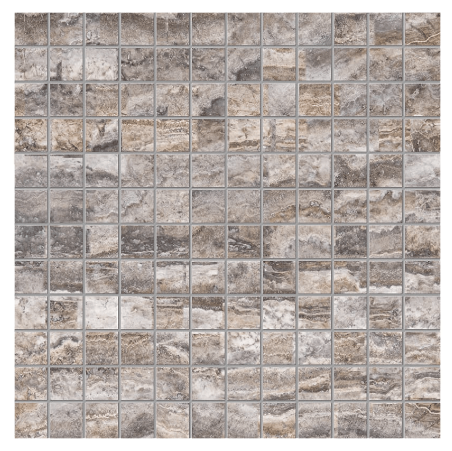 Roman Silver Vein Cut Travertine Mosaic Tiles 25x25mm - Emperor Marble