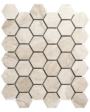 Royal Honed Hexagon Marble Mosaic Tiles 48x48x10mm - Emperor Marble
