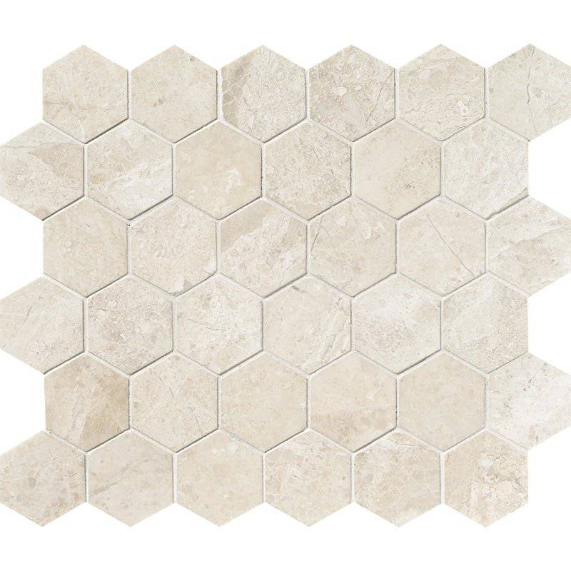 Royal Honed Hexagon Marble Mosaic Tiles 48x48x10mm - Emperor Marble