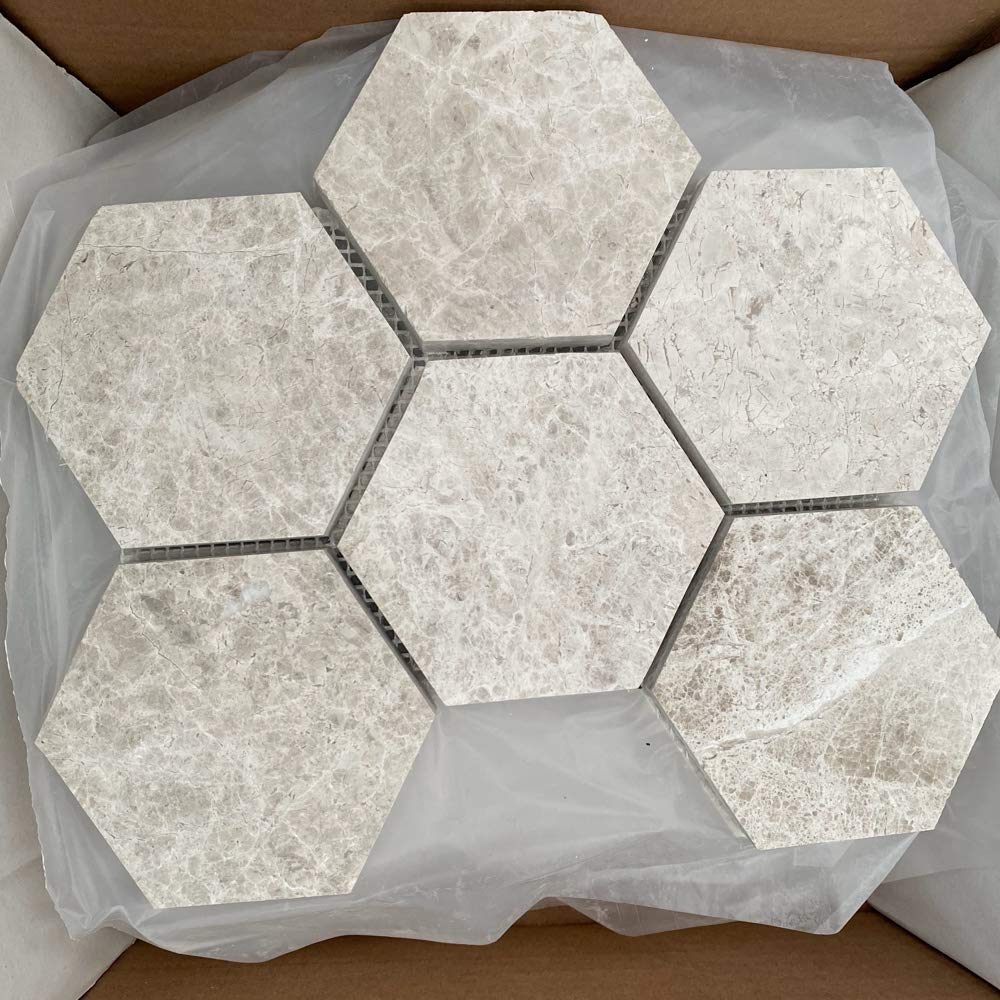 Royal Silver Hexagon Marble Tile 100x100mm - Emperor Marble