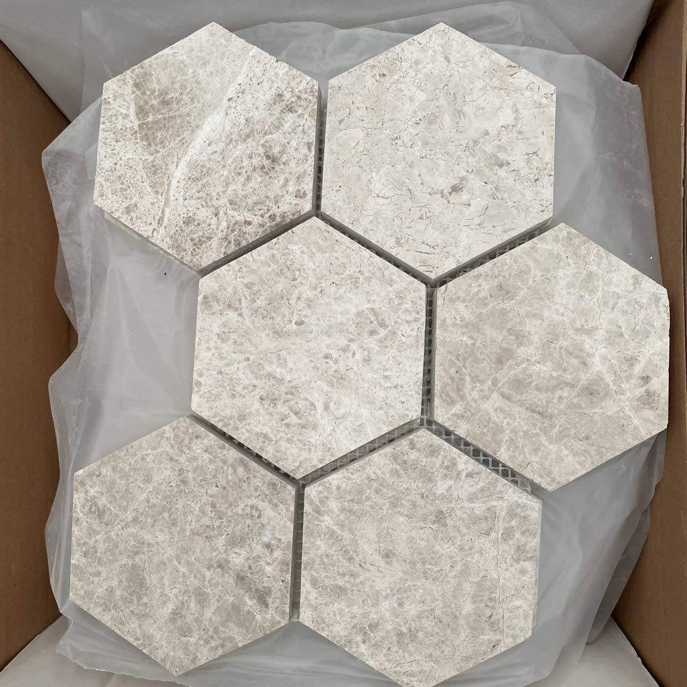 Royal Silver Hexagon Marble Tile 100x100mm - Emperor Marble