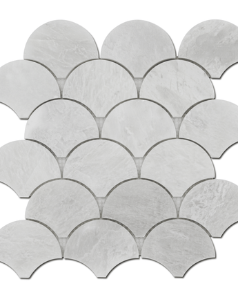 Scallop Bianco Onyx Fish Scale Scallop Marble Mosaic - Emperor Marble