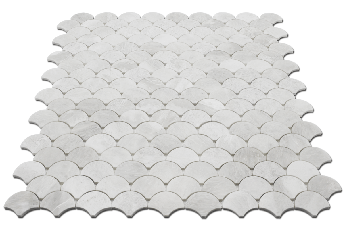 Scallop Bianco Onyx Fish Scale Scallop Marble Mosaic - Emperor Marble