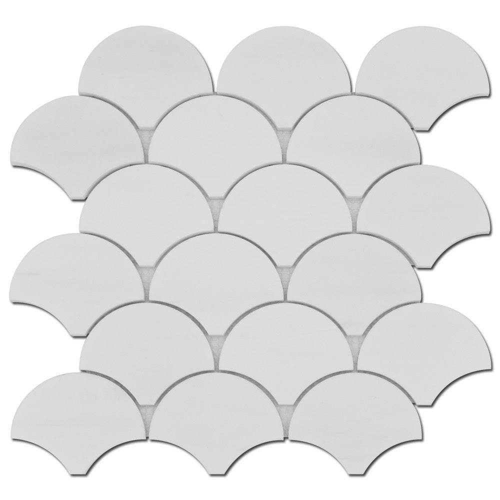 Scallop Snow White Fish Scale Scallop Marble Mosaic - Emperor Marble