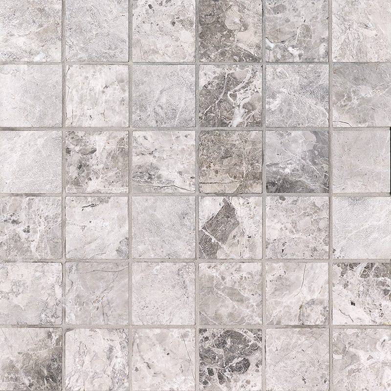 Silver Shadow Honed Square Marble Mosaic Tiles 48x48mm - Emperor Marble
