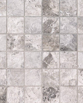 Silver Shadow Honed Square Marble Mosaic Tiles 48x48mm - Emperor Marble