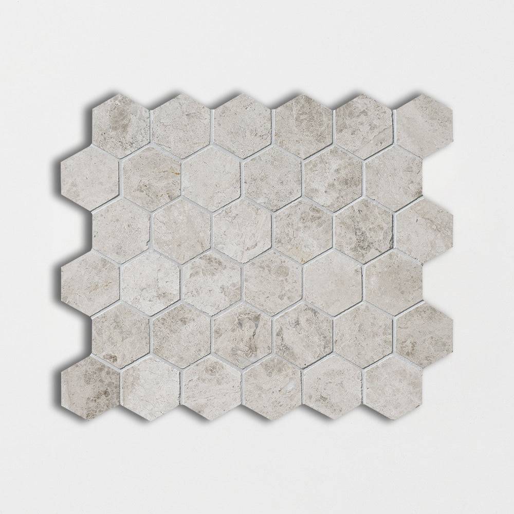 Soft Gray Hexagon Marble Mosaic Tiles 48x48mm - Emperor Marble