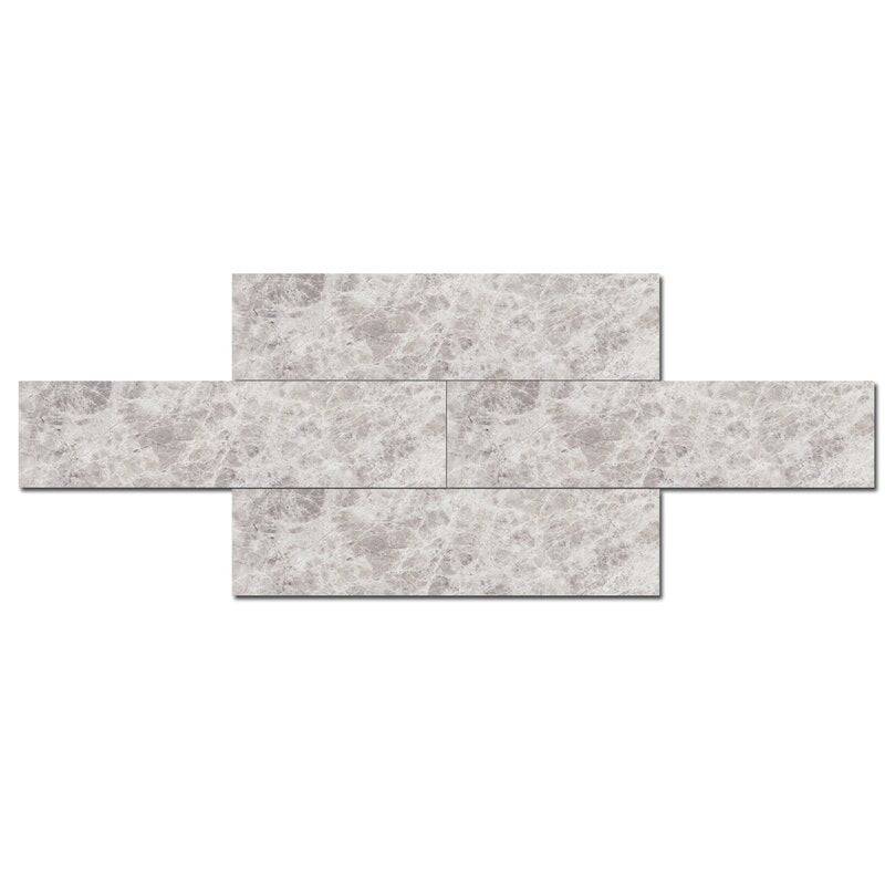 Subway Silver Cloud Honed Marble Tiles 100x300x10mm - Emperor Marble