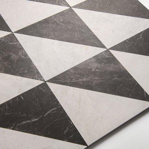 Triangle Honed Marble Black / Alpina White Fitz Collection Chequerboard - Emperor Marble