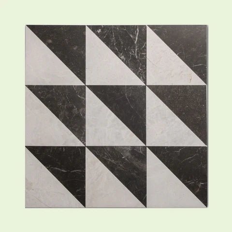 Triangle Honed Marble Black / Alpina White Fitz Collection Chequerboard - Emperor Marble