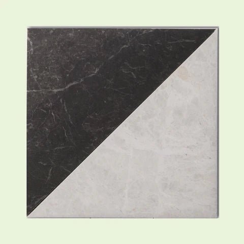 Triangle Honed Marble Black / Alpina White Fitz Collection Chequerboard - Emperor Marble