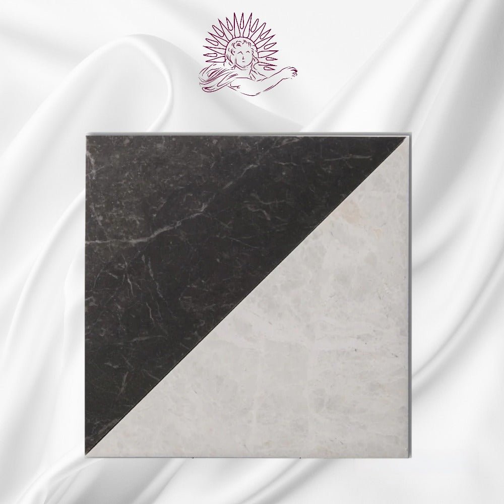 Triangle Honed Marble Black / Alpina White Fitz Collection Chequerboard - Emperor Marble