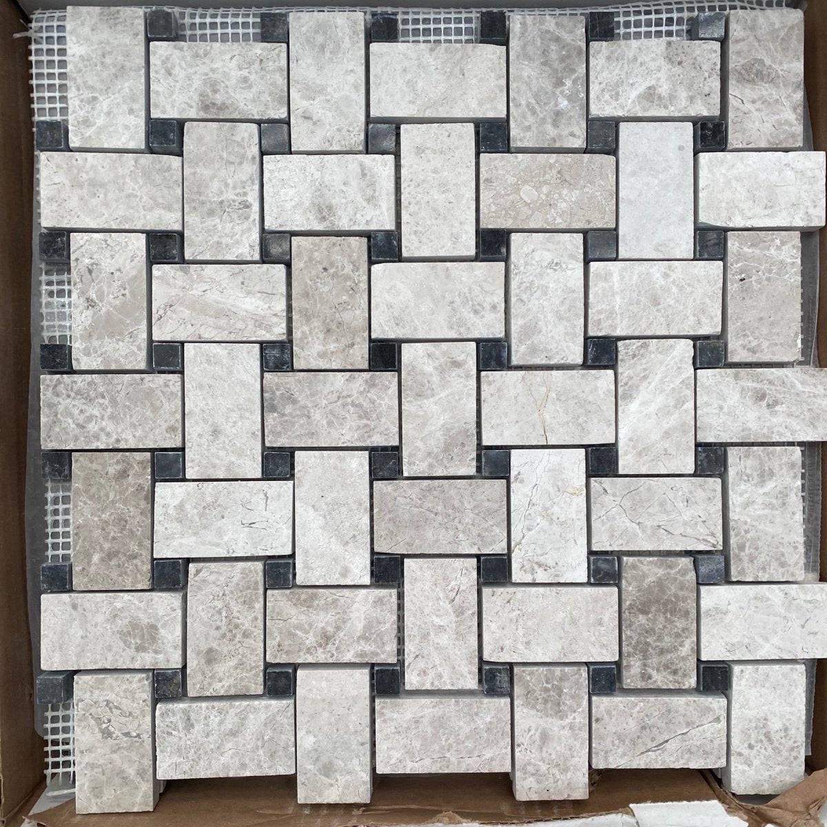 Tundra Honed Basketweave Marble Mosaic Tiles - Emperor Marble